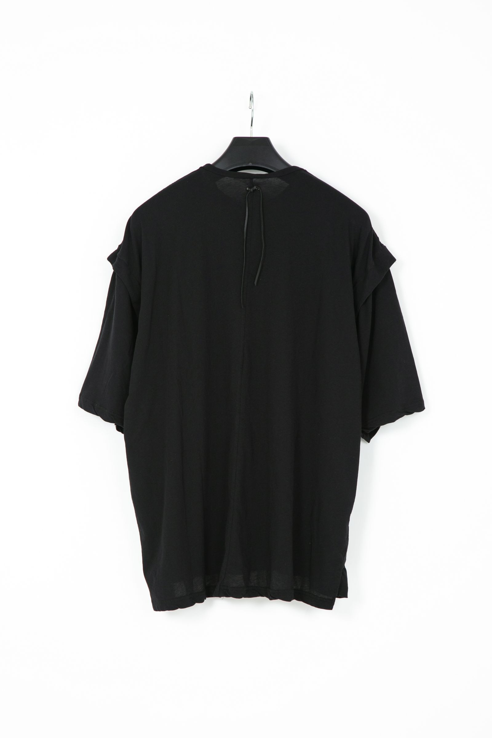 Hard Twist Cotton Oversize Layered Crew Neck T-shirt    / ブラック 【STRUM】