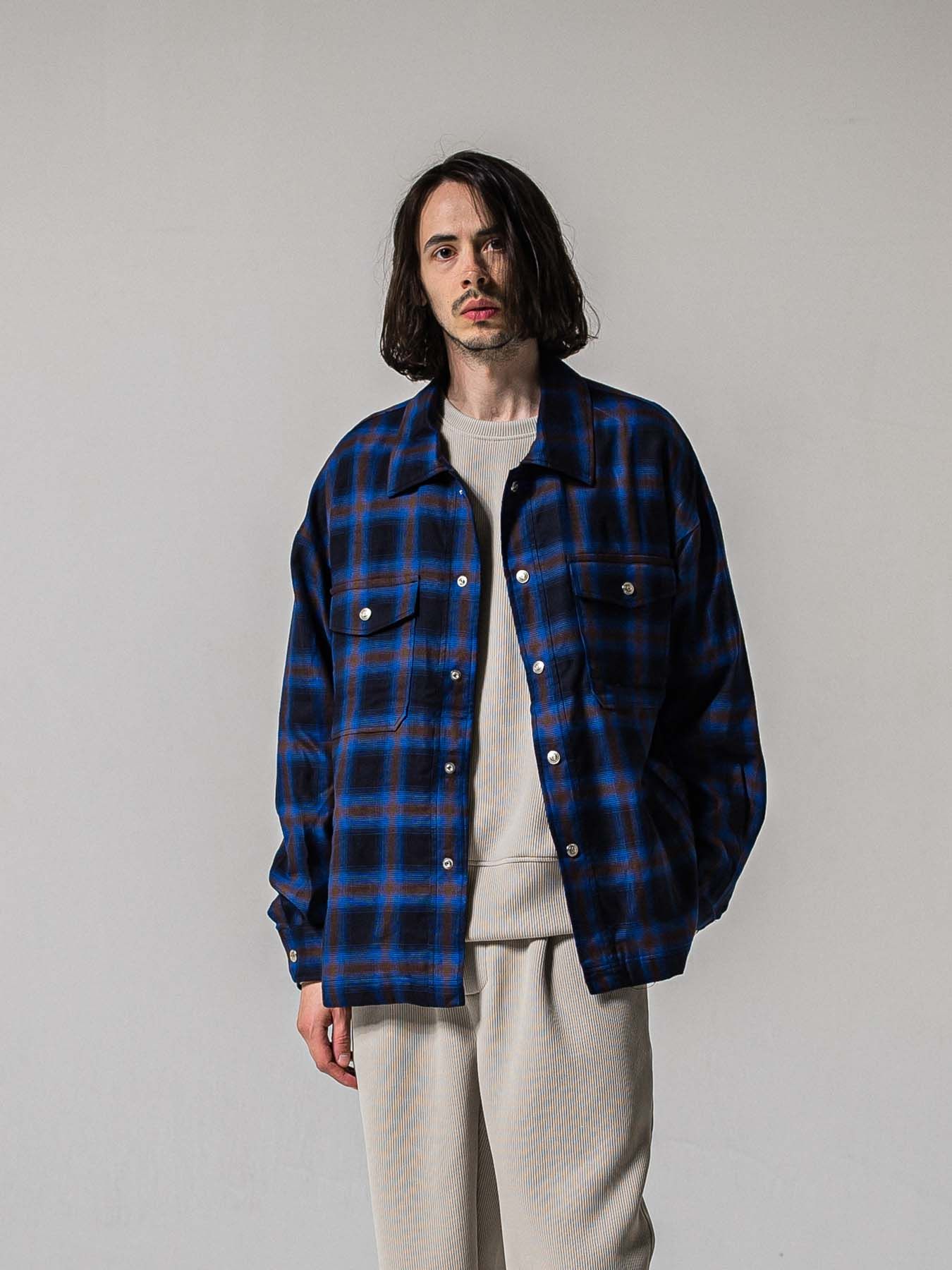 【予約品 11月16日(日) 締切】50s CHECK JK / オンブレチェック シャツジャケット / ブルー