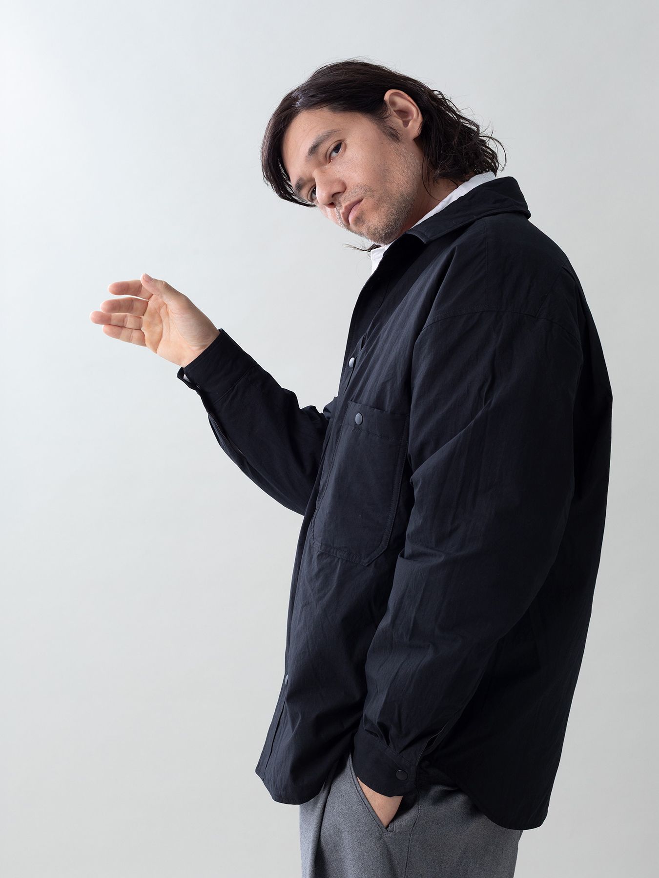 【予約品 5月6日(水) 締切】FLIPPADDING-SHIRTS / リバーシブルシャツ / チャコール×ブラック