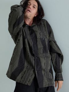 【予約品 6月2日(月) AM10時 締切】FOLKESTRIPE L/S / オーバーシャツ / チャコール×ブラック