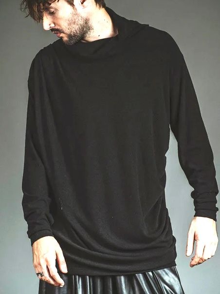 ボリュームネックギャザードレープPO BLACK【NO ID.】