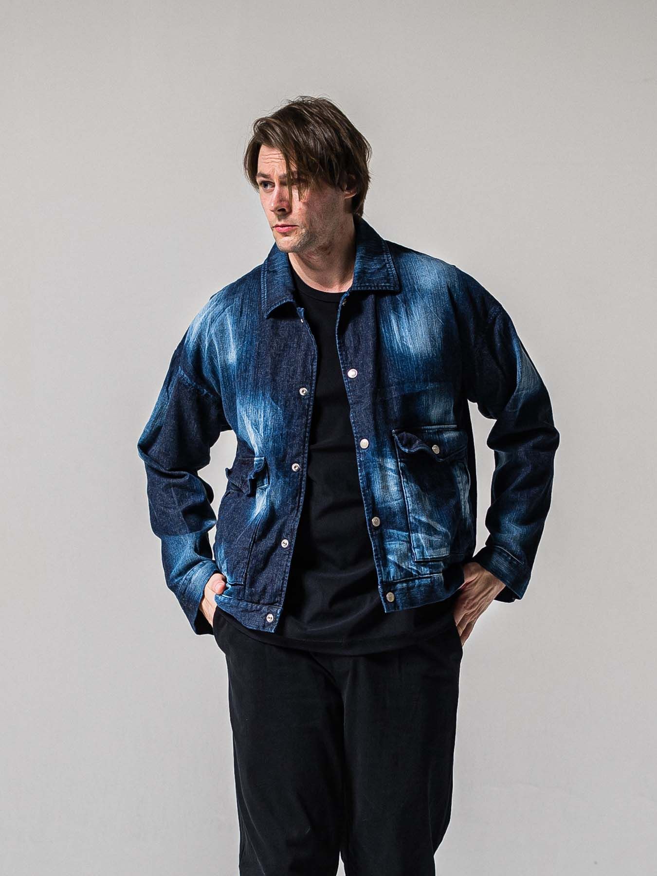 【予約品 11月16日(日) 締切】LDENIM AG FLIGHT JK / ライトデニム ミリタリージャケット / インディゴユーズド