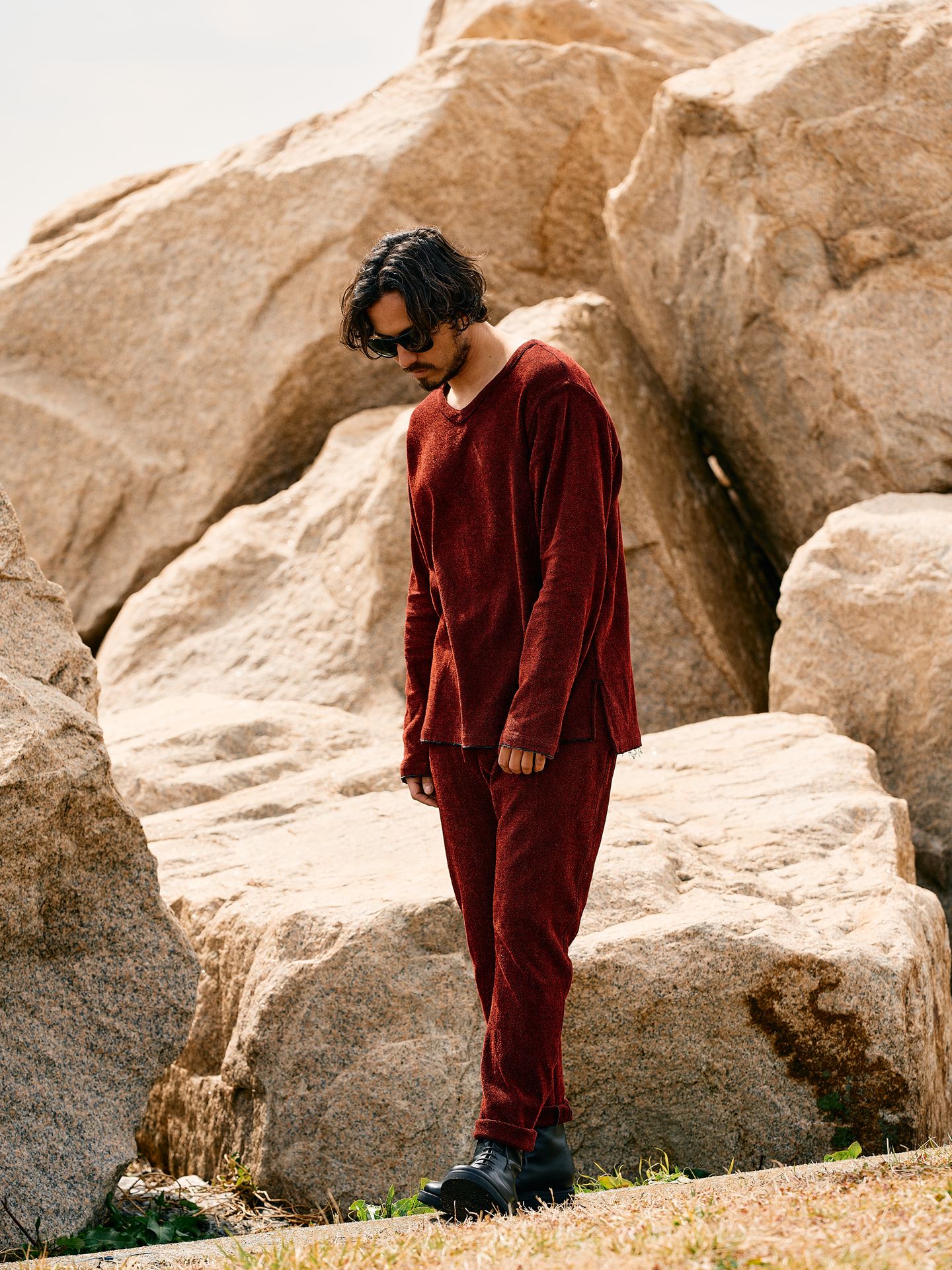 【予約品】 V-neck pullover shirt / Vネックプルオーバー / レッド