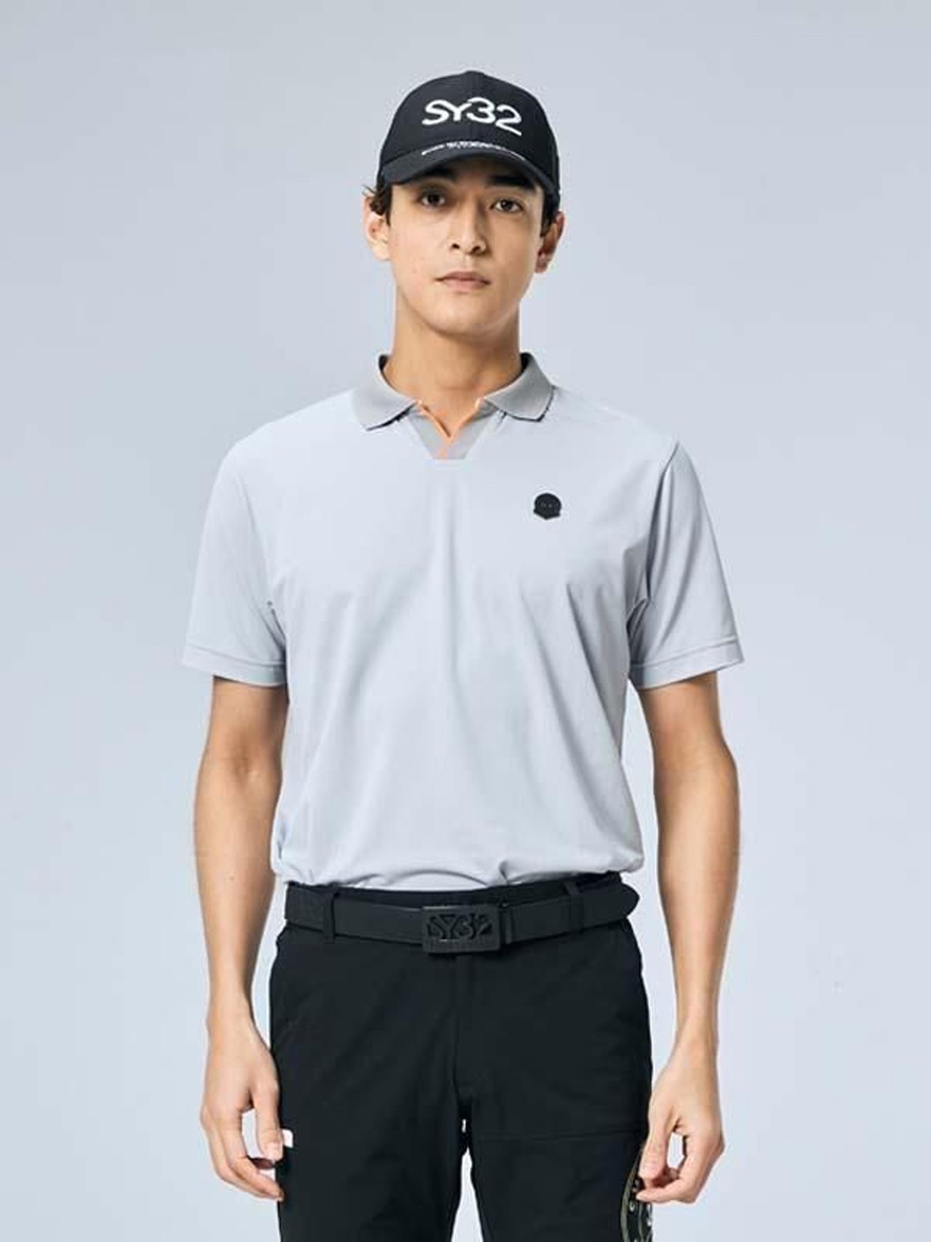 FRASH SKIPPER POLO / フラッシュ スキッパー ポロ / ブラック【SY32 by SWEET YEARS GOLF】