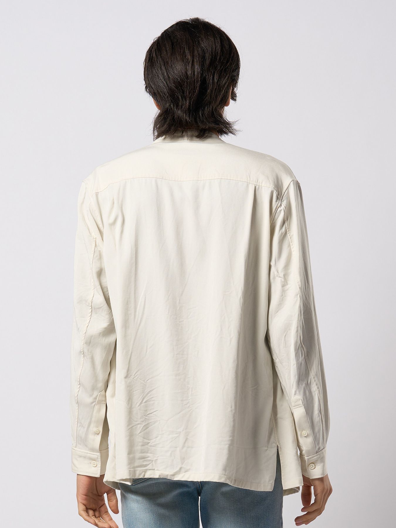 【予約品 9月23日(火) 締切】band collar shirt coat / バンドカラー シャツコート / オフホワイト