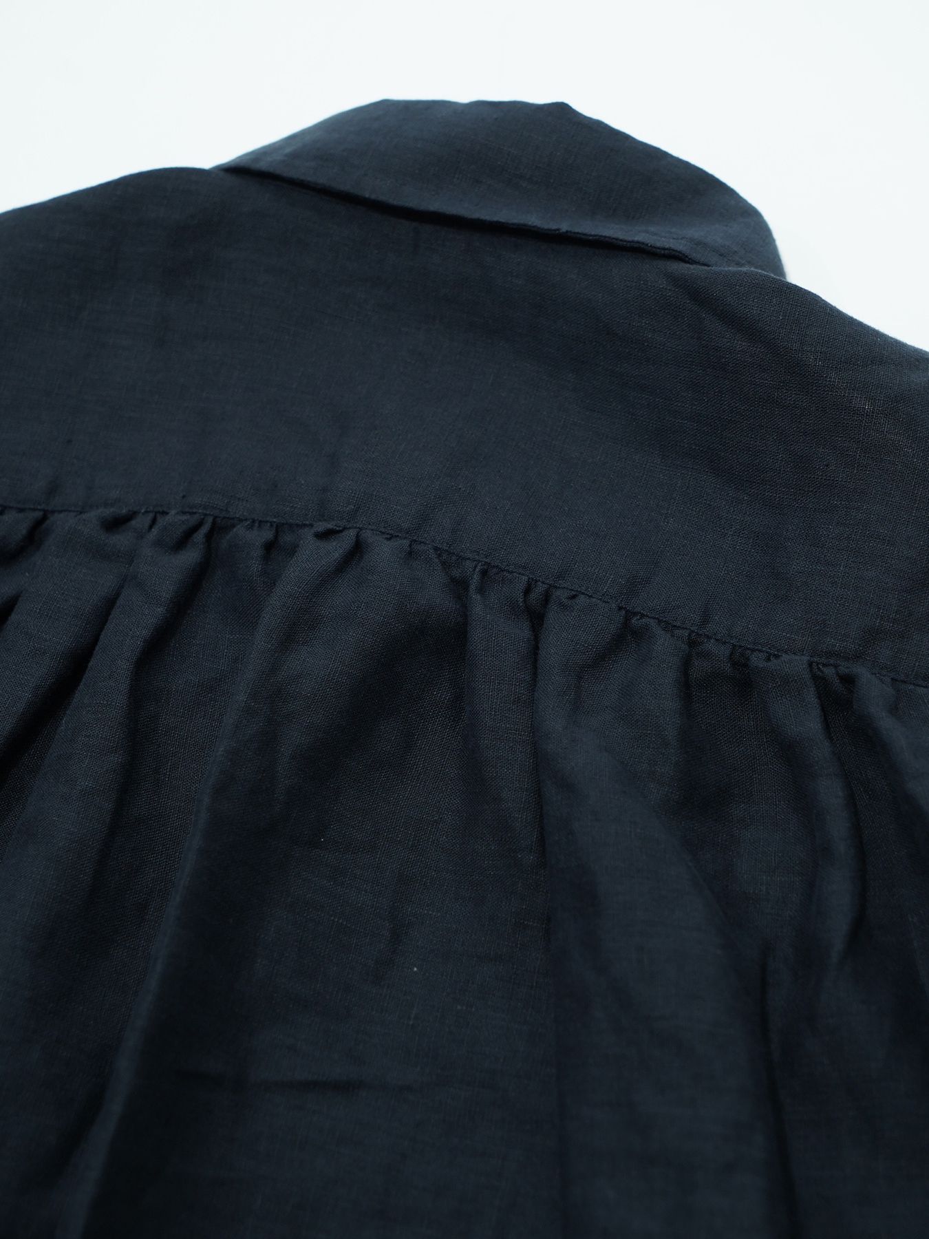 【予約品 2月1日(日) 締切】GATHERLINEN SHIRTS S/S / リネン 半袖シャツ / ネイビー