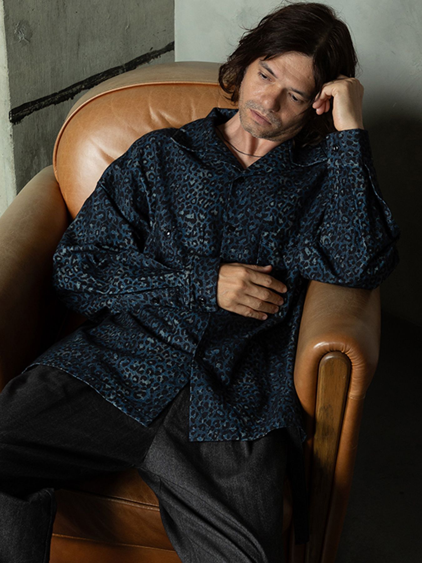【予約品 7月5日(日) 締切】LEOPARD FLANNELSHIRTS / レオパード フランネルシャツ / ネイビー