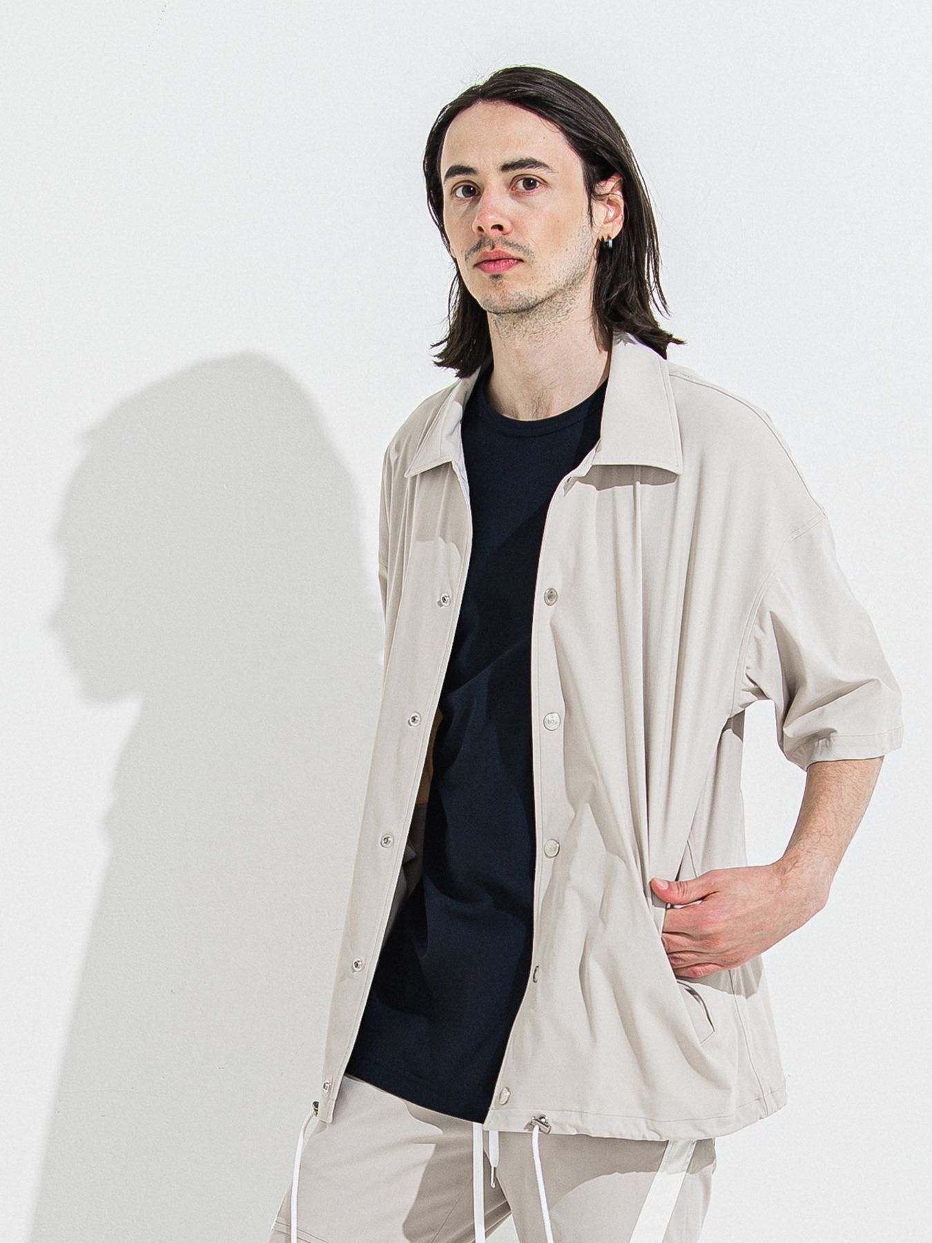 【予約品 】NYLON HALF COACH JACKET / グレージュ