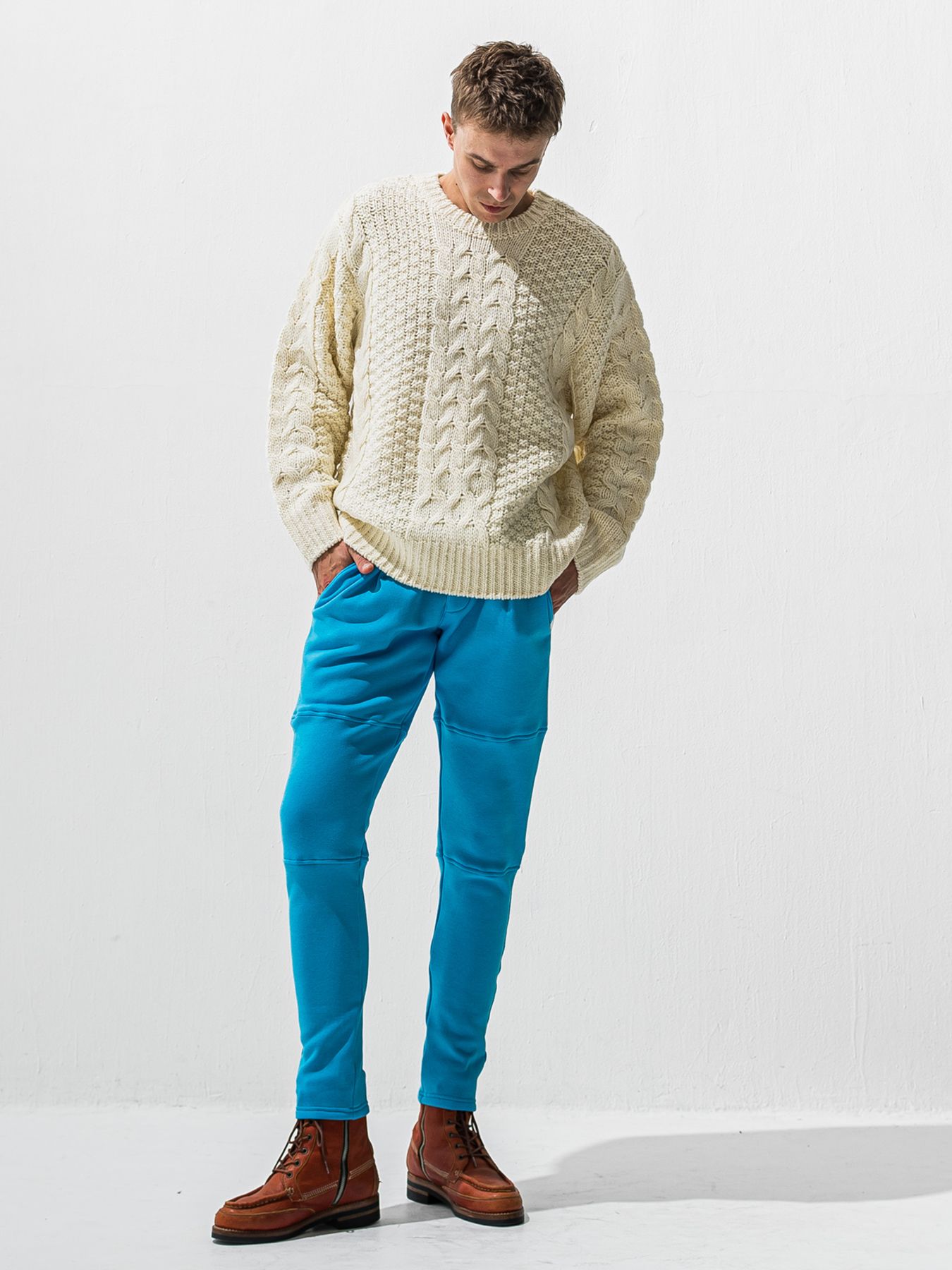 【予約品 9月6日(日) 締切】CABLE LAW SWEATER / ケーブル編みローゲージセーター / オフ