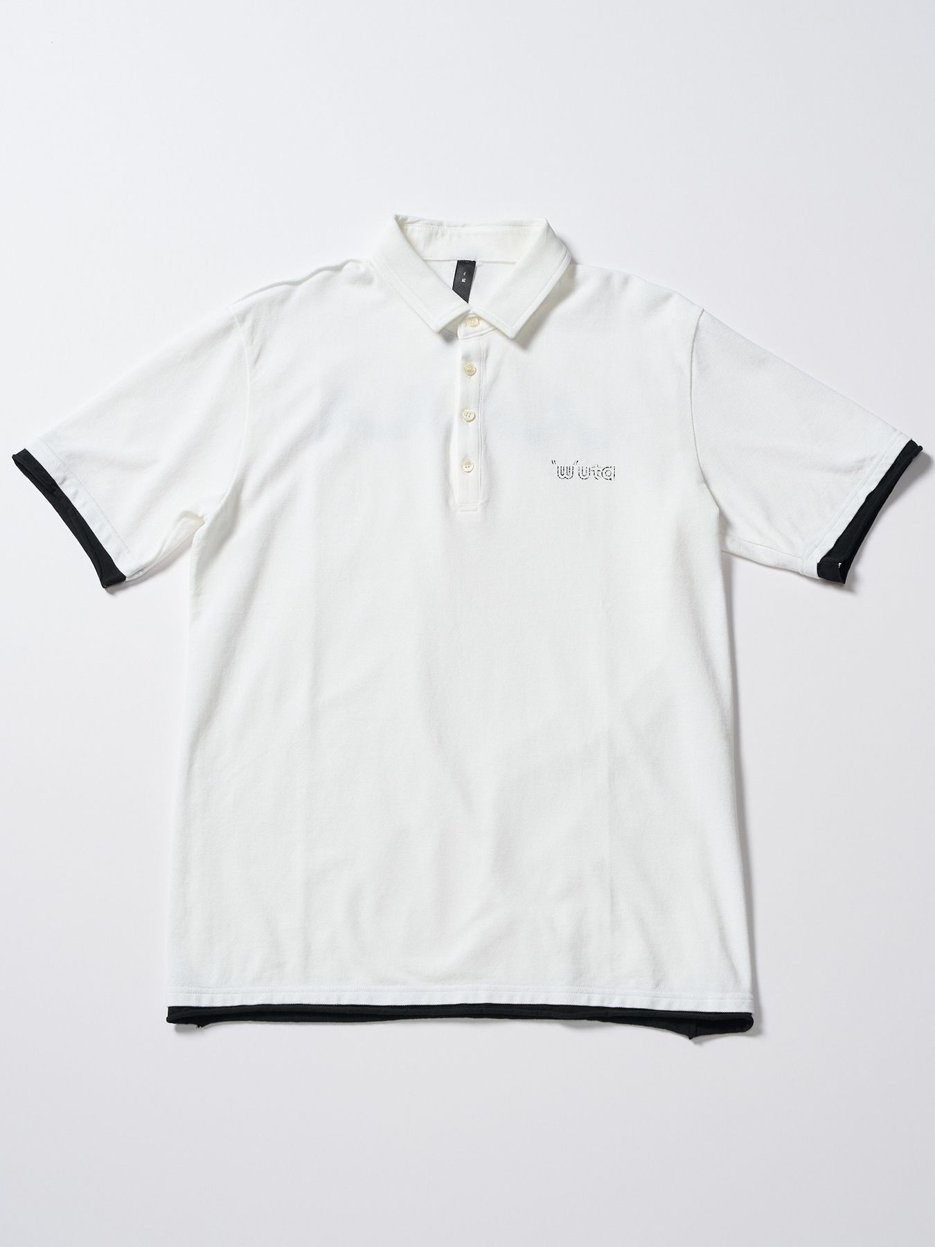 【予約品 1月25日(日) 締切】muta × wjk collection：cut-off polo S/S (printed) / カットオフ ポロ ショートスリーブ / ホワイト