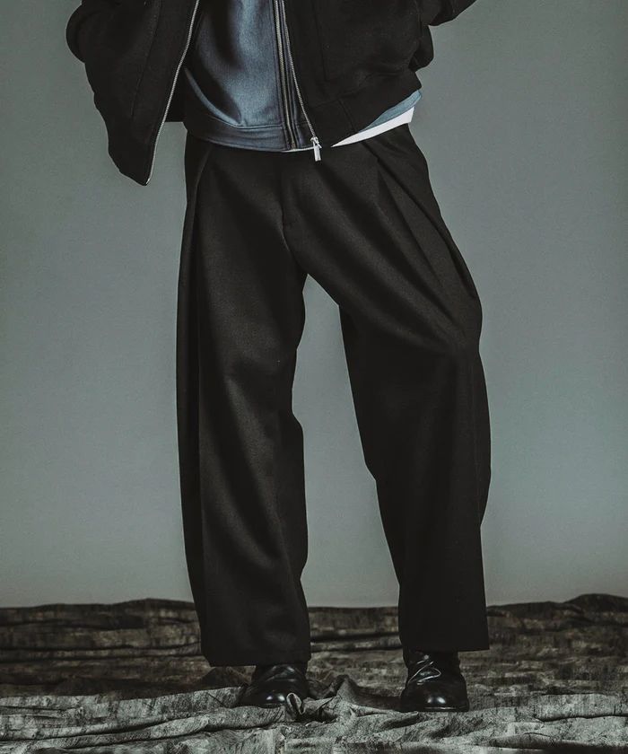 クロスタックワイドトラウザーズブラック【NOID.】