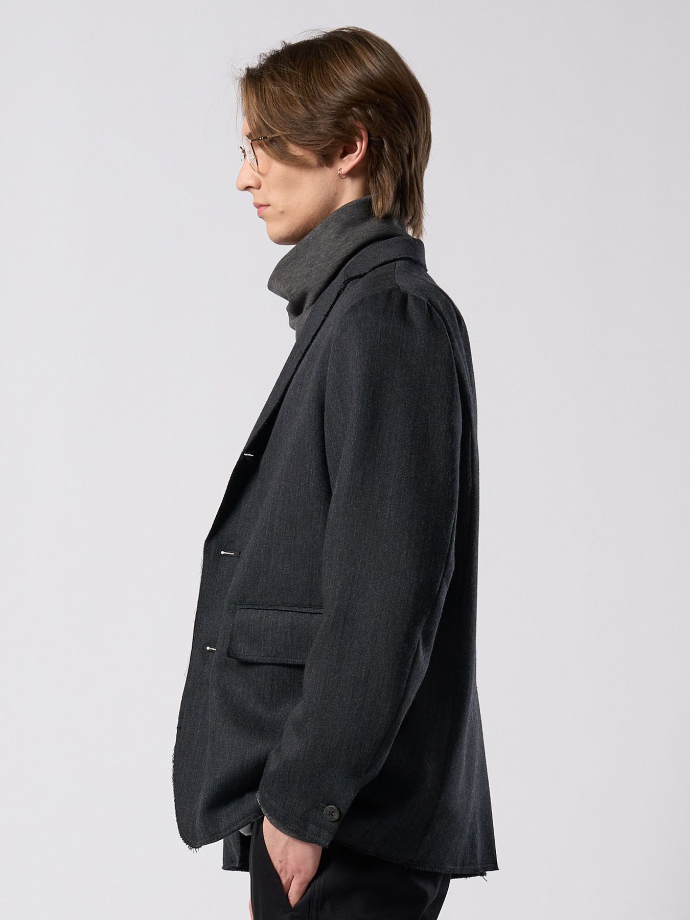 【予約品 4月19日(日) 18時締切】venetian stripe single jacket / ヴェネツィアン ストライプ シングルジャケット / チャコール