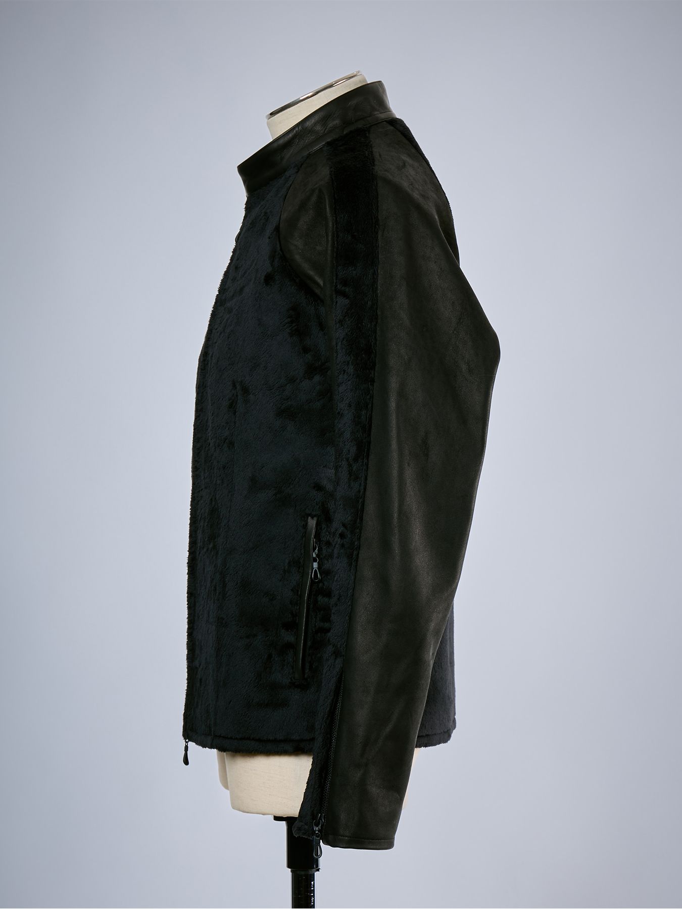 【予約品 10月26日(月) 締切】Fur & Eco Horse Leather Raglan Blouson / ファー&エコホースレザー ラグランブルゾン / ブラック