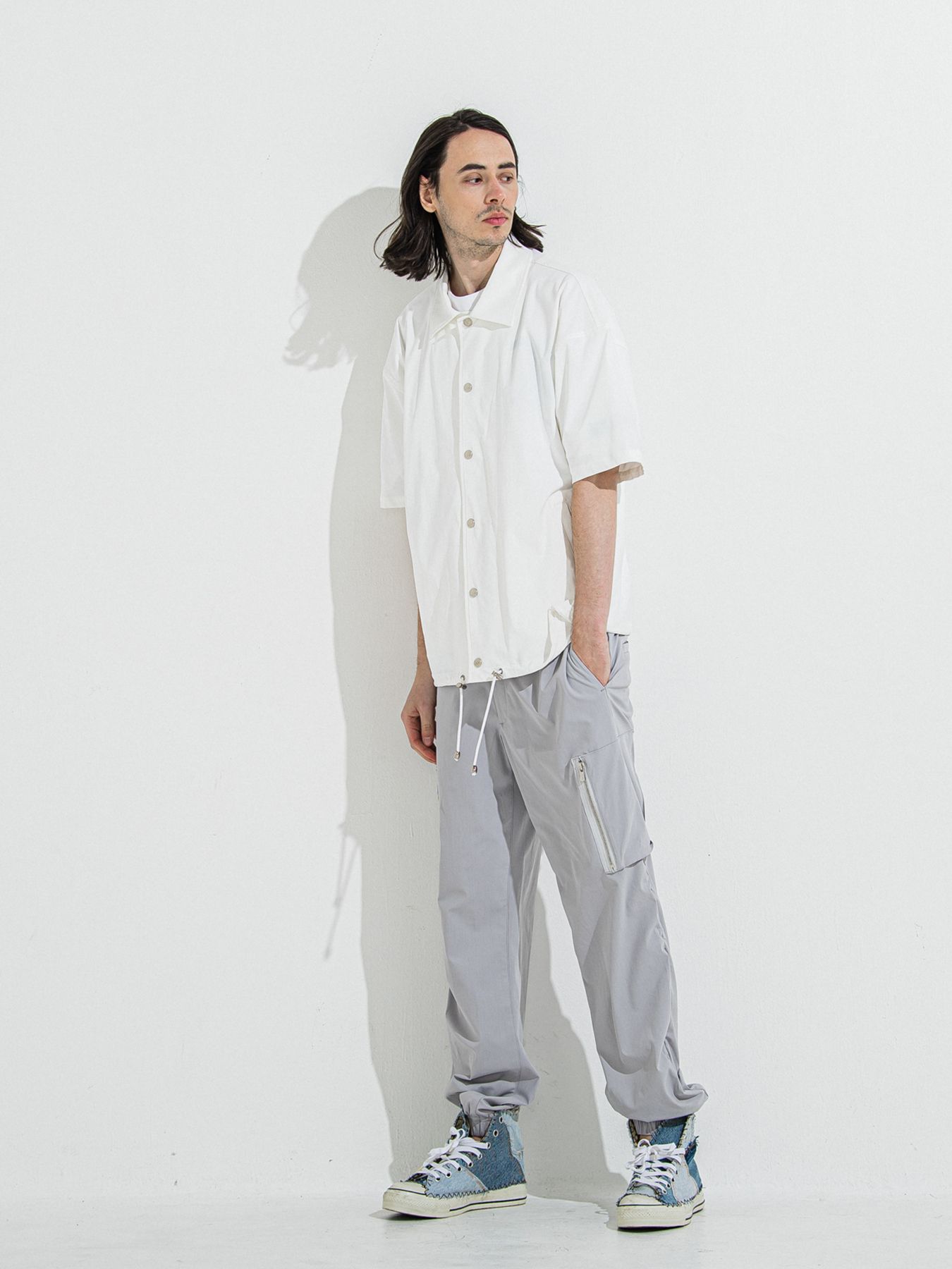 【予約品 】NYLON HALF COACH JACKET / ナイロンハーフコーチジャケット / ホワイト