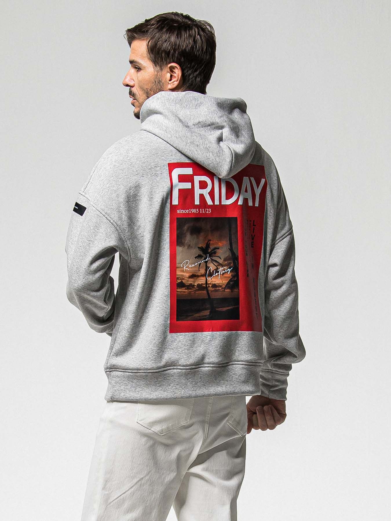 【予約品 8月31日(日) 締切】FRIDAY OLD COVER VEROURS FLEECE HOODIE / FRIDAYコラボ オールドカバー ベロアフリース フーディ / グレー
