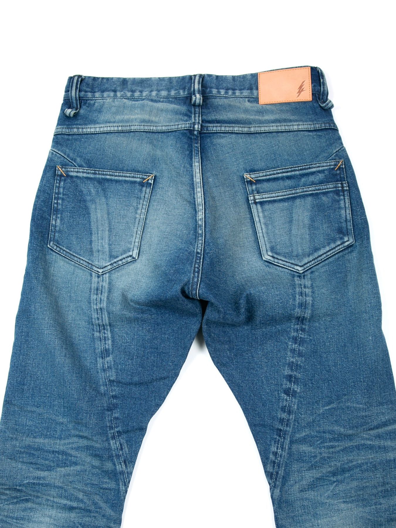 【予約品 10月12日(日) 締切】12.5oz Organic Cotton Stretch Over Lap Tight Straight Jeans / 12.5oz オーガニックコットン ストレッチデニム オーバーラップ タイトストレート / Over Down /インディゴ（ユーズド加工）