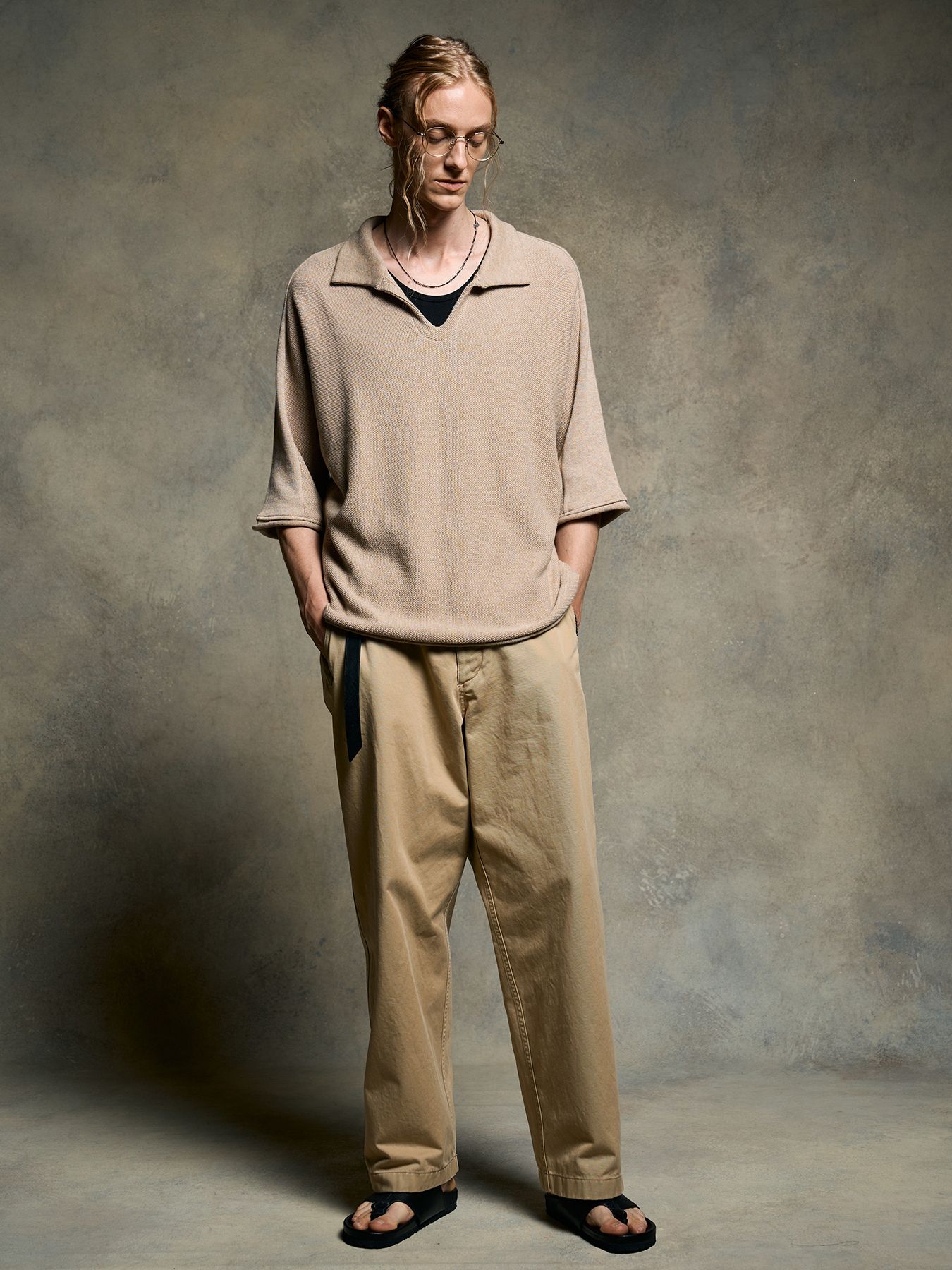 【予約品 9月23日(火) 締切】comfy skipper polo H/S / コンフィー スキッパーポロ ハーフスリーブ  / ライトベージュ