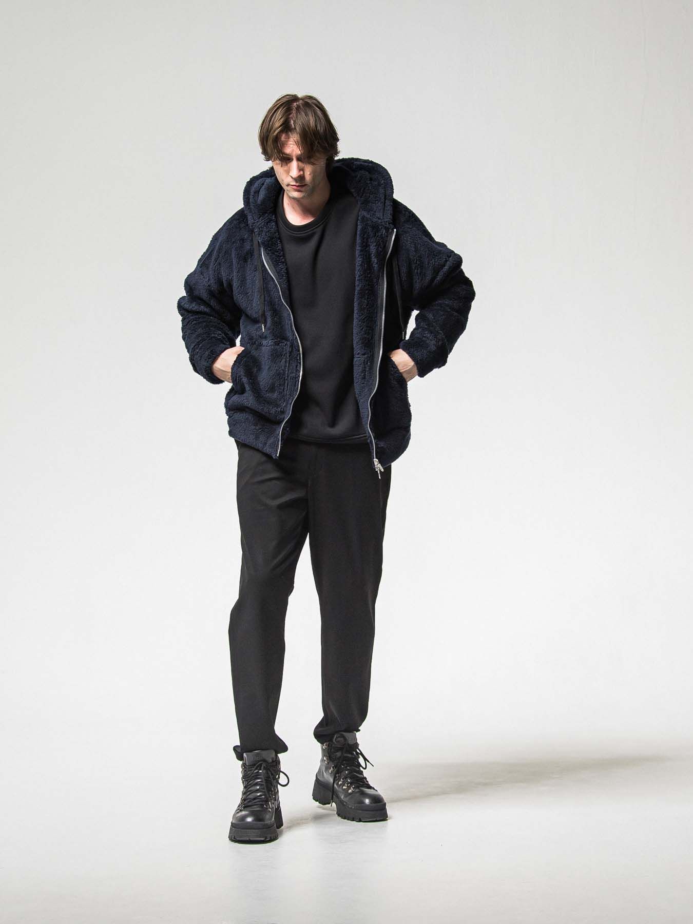 【予約品 】BOA ZIP LOOSE HOODIE / ボア ジップ ルーズフーディ / ネイビー