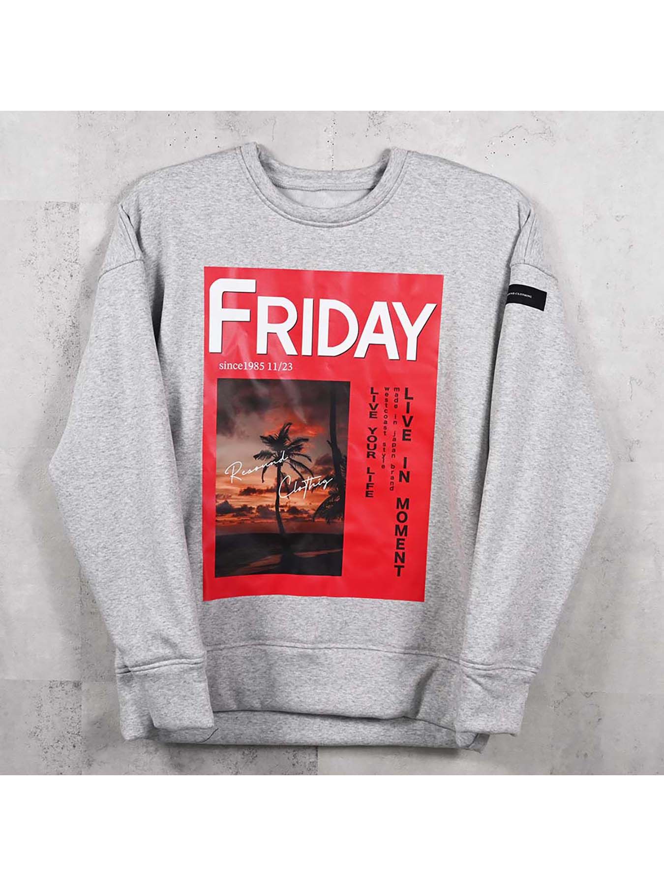 【予約品 8月31日(日) 締切】FRIDAY OLD COVER VEROURS FLEECE TRAINER / FRIDAYコラボ オールドカバー ベロアフリース トレーナー / グレー