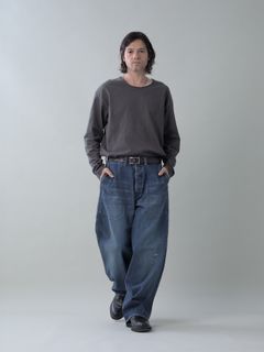 【予約品 5月6日(水) 締切】USN-DENIMTROUSERS damage / ダメージ加工 デニムミリタリーパンツ / インディゴ × 生成りステッチ 濃