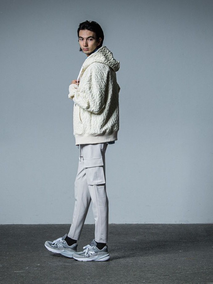 《予約品》 cable drop zip hoodie / パーカー / ホワイト
