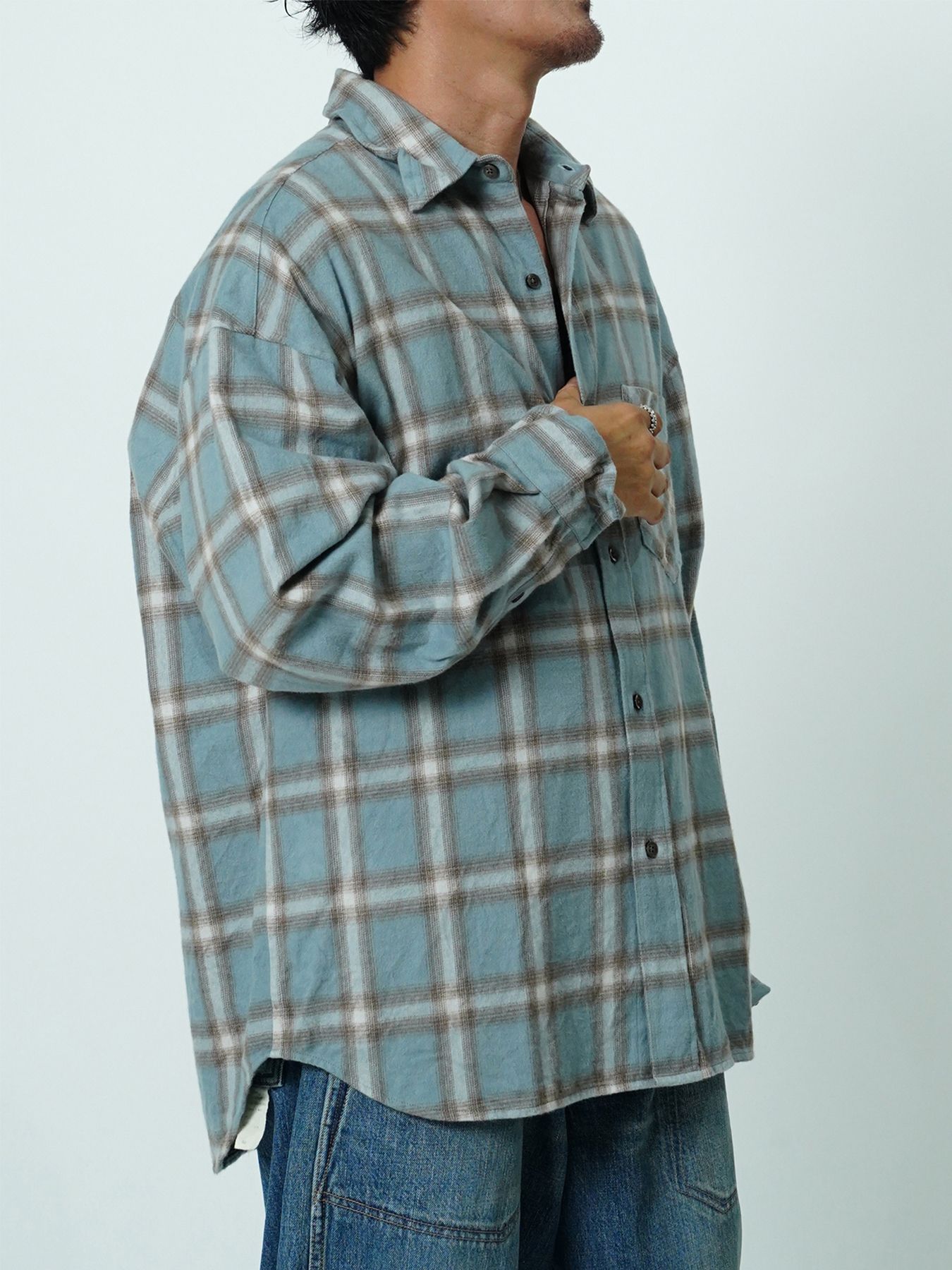 【予約品 7月5日(日) 締切】HAZE FLANNELSHIRTS / フランネルチェックシャツ / サックス