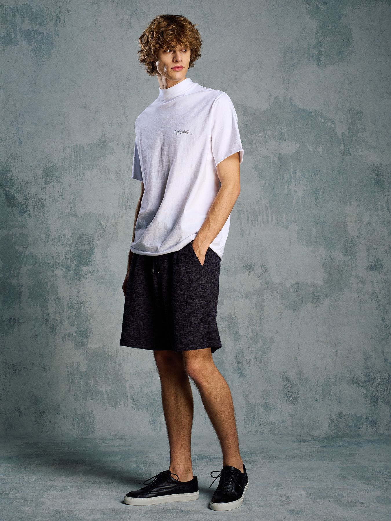 【予約品 1月25日(日) 締切】muta × wjk collection：knit jacquard relax shorts / ニットジャガード リラックスショーツ / ブラック