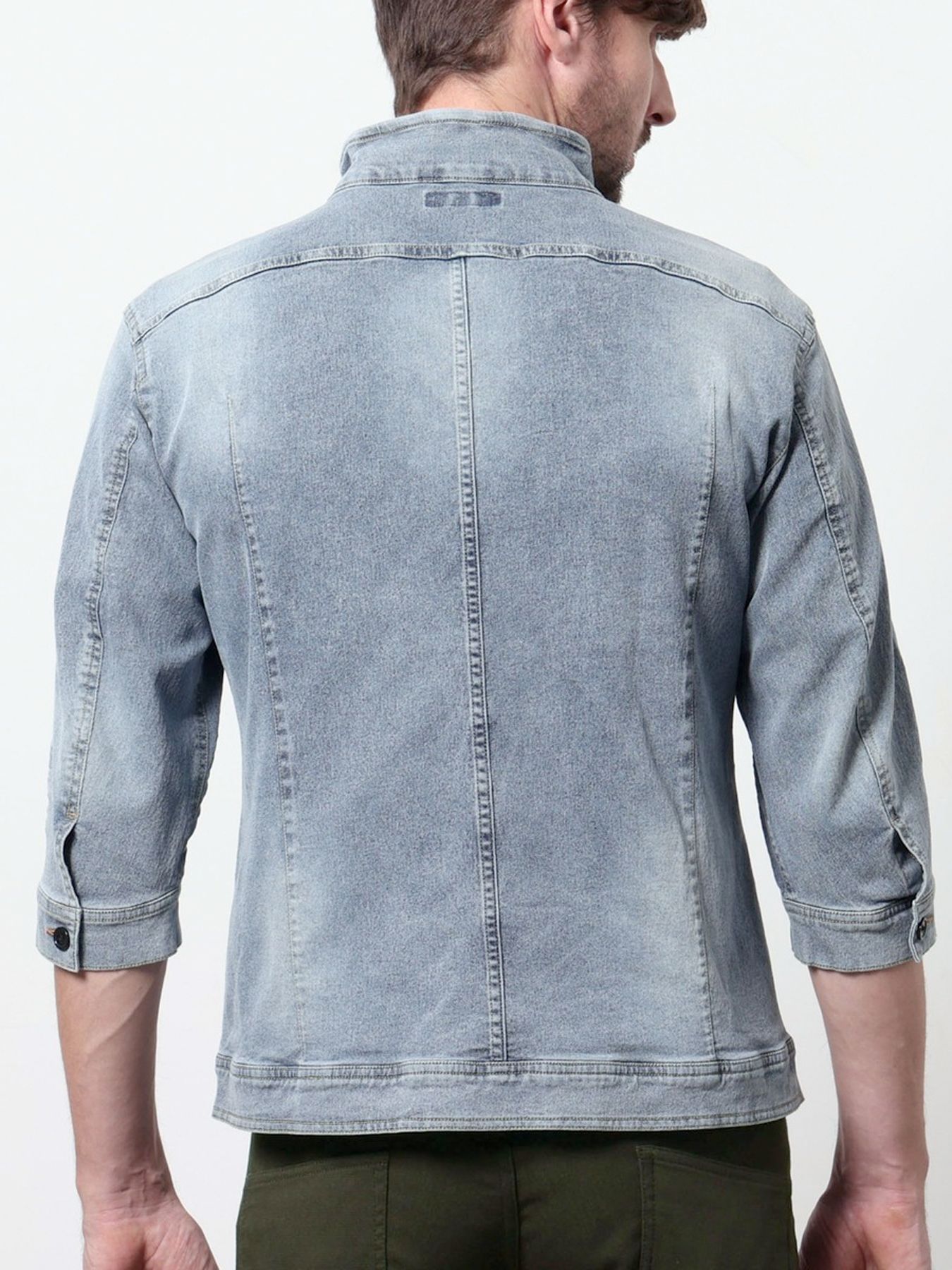 ライトオンスストレッチデニム7分袖Gジャン / ブルー【HIDEAWAYS NICOLE】