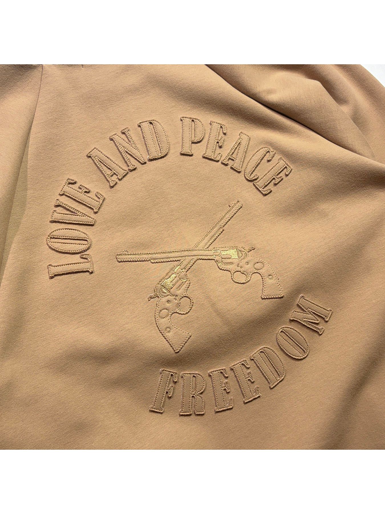 【予約品 3月9日(月) 18:00 締切】RAZORCUT EMB SWEAT / レザーカット クロスガン アップリケ スウェット / ベージュ