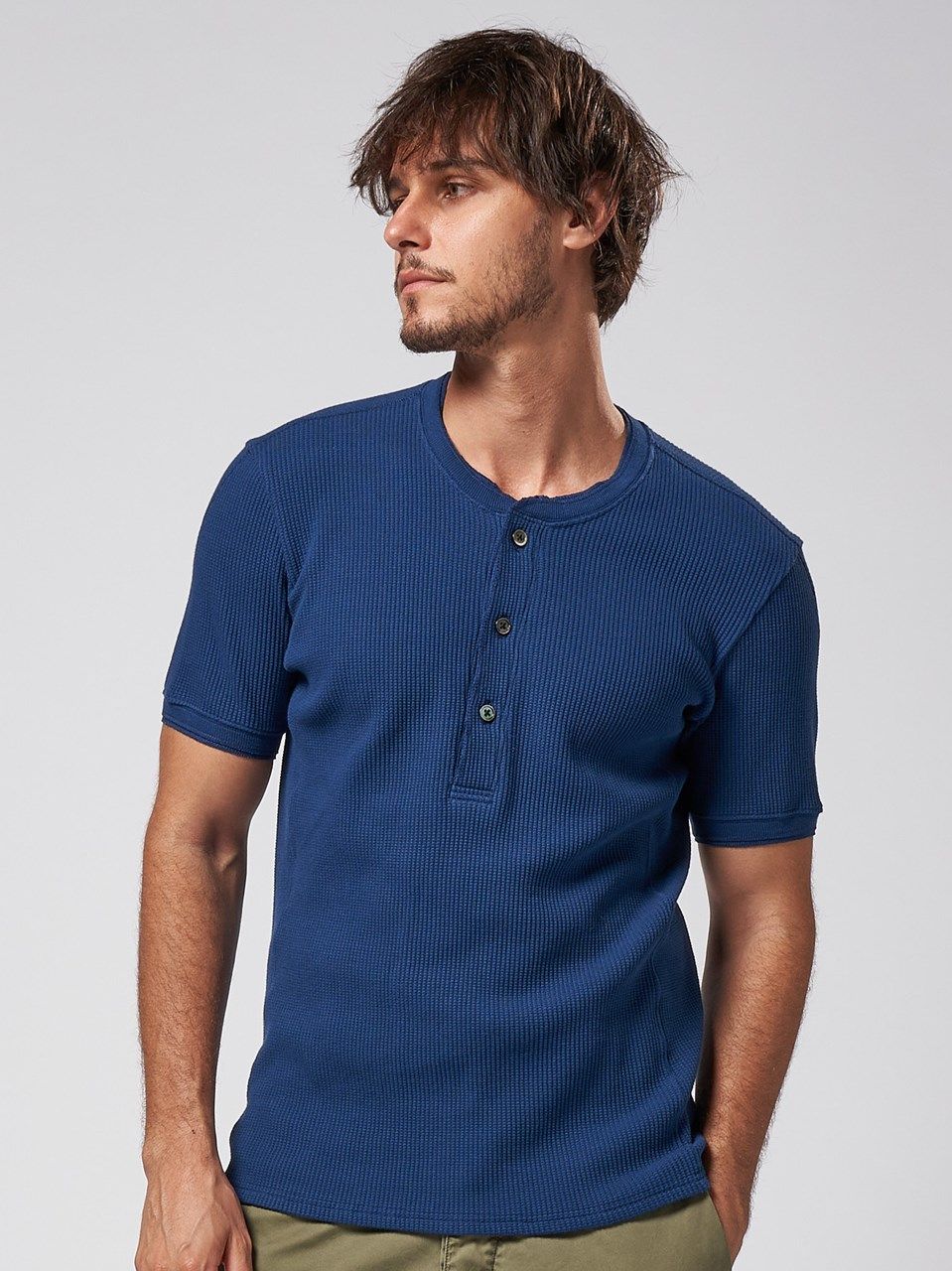 《予約品》 waffle henley / Tシャツ / ブルー