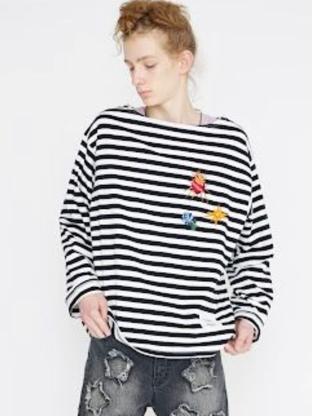 刺繡入りボーダーロンT 「71MICHAELミッシェル」TUNAGI JAPANとのコラボ