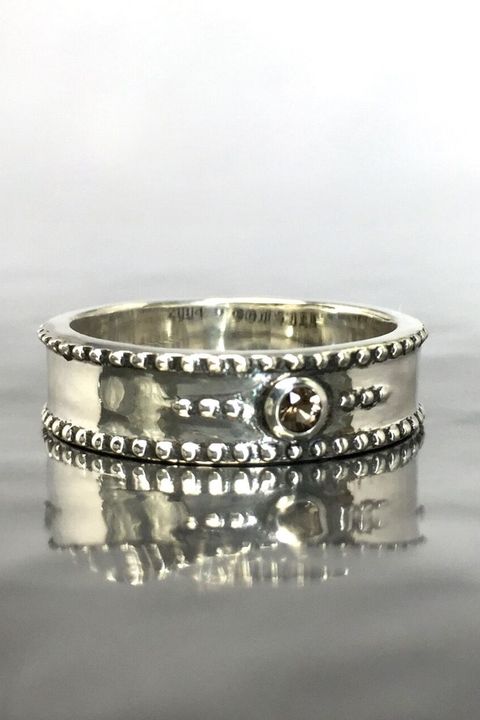 《受注生産》 STUD RING [S] with SMOKY QUARTZ リング 【注文から2～3週間後入荷予定】