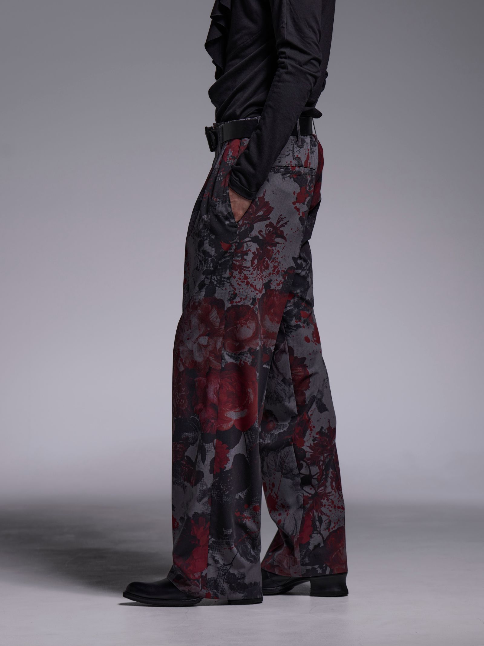 【予約品 1月4日(日) 締切】Wide Slacks / ワイドスラックス / グレーフローラ