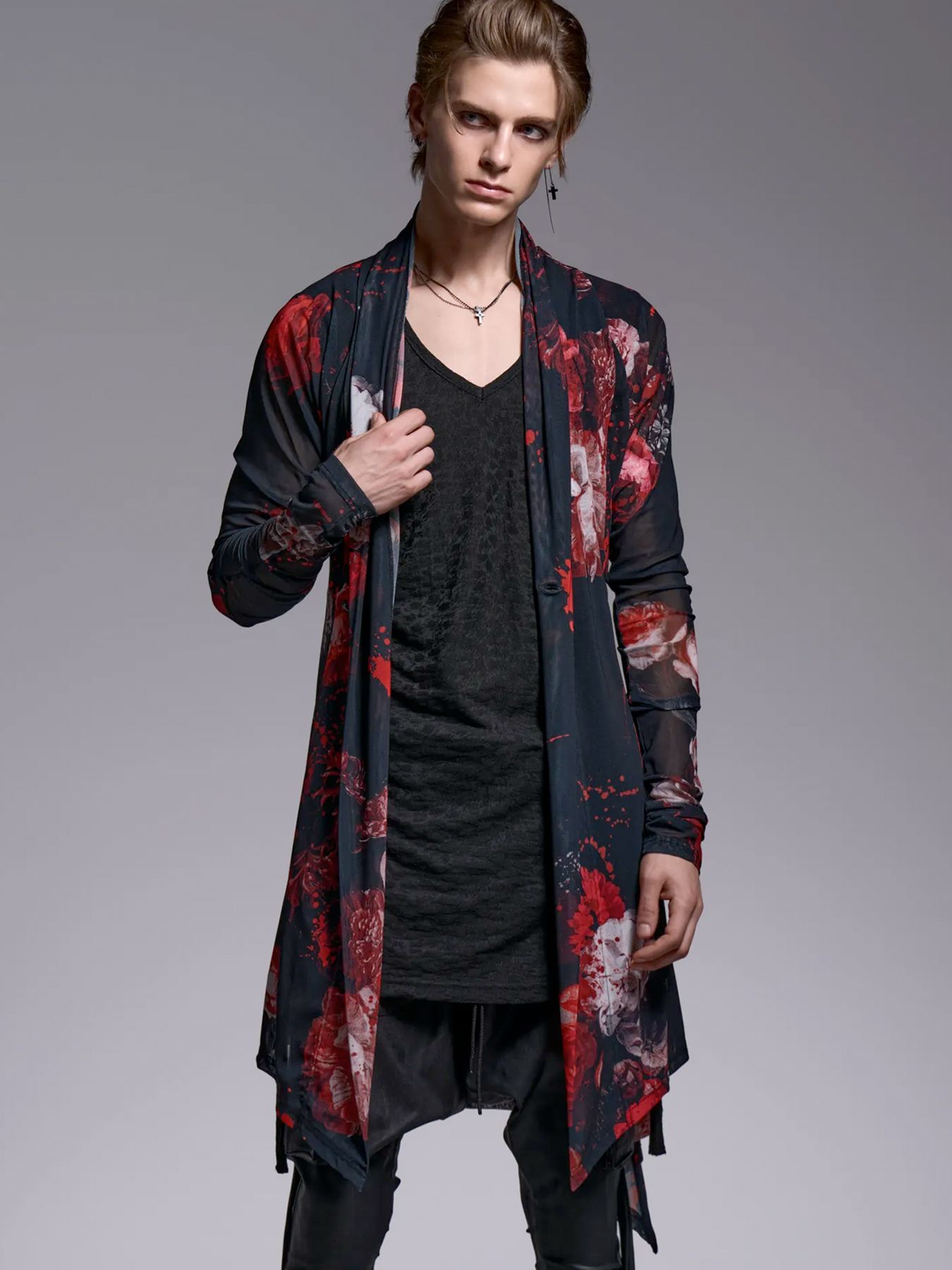 Dolman Sleeve Cardigan / ドルマンスリーブ カーディガン / ブラックフローラ