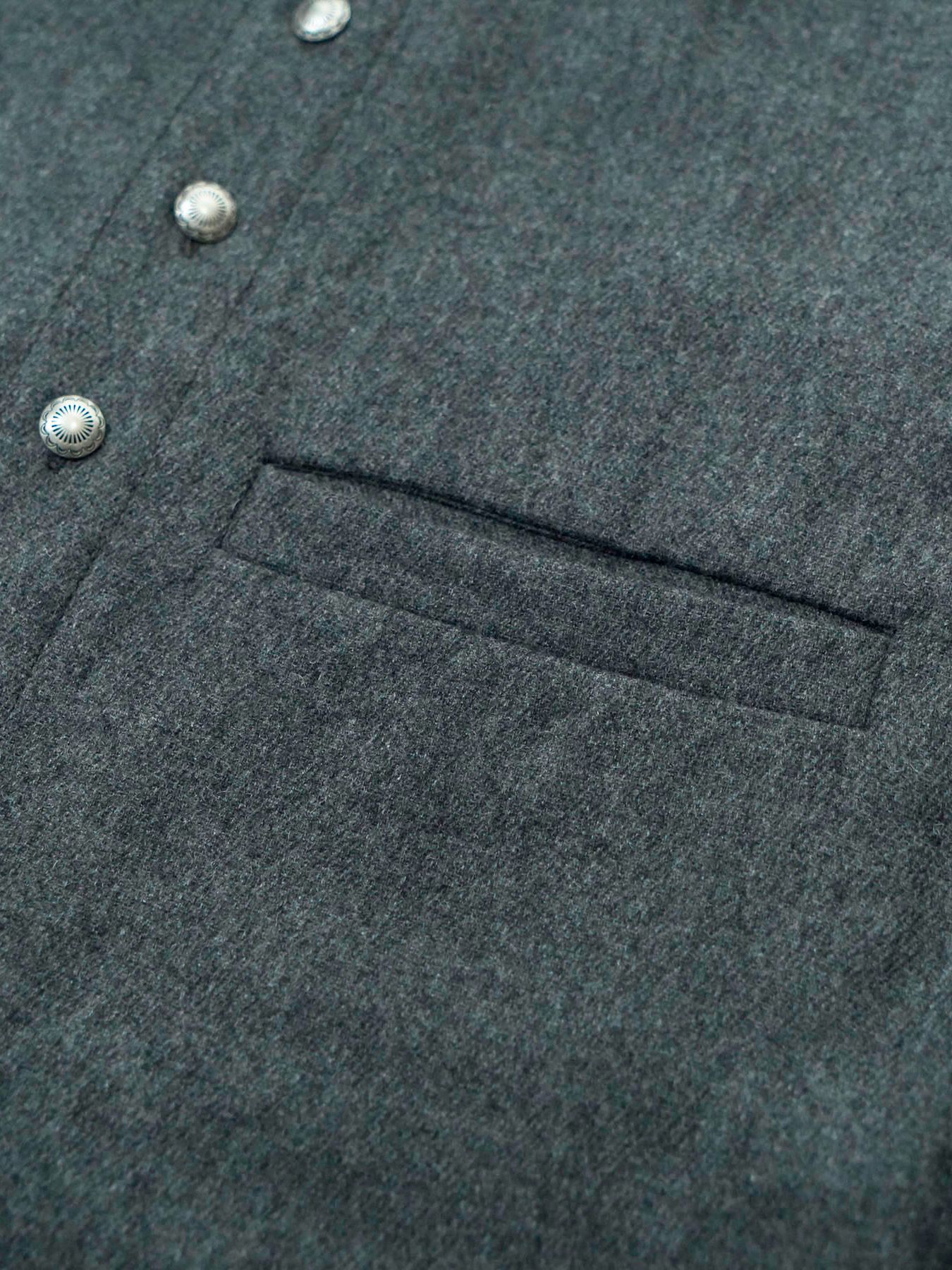 【予約品 】Bojour / ウール デザインシャツ / 杢グレー