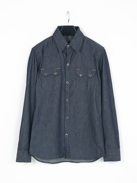 6oz Organic Cotton Denim Long Sleeved Western shirt / 6oz オーガニック コットン デニム ウエスタンシャツ / TRAVIS / インディゴ
