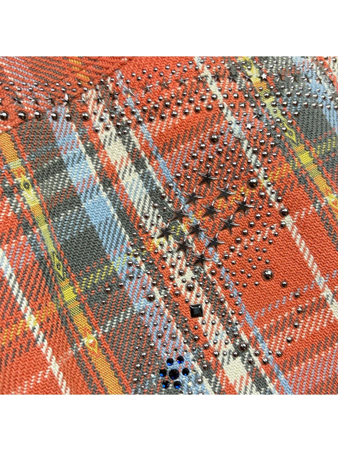 【予約品 3月9日(月) 18:00 締切】STUDS CHECK SH METAL / メタルクロスガン スタッズ チェックシャツ / レッド