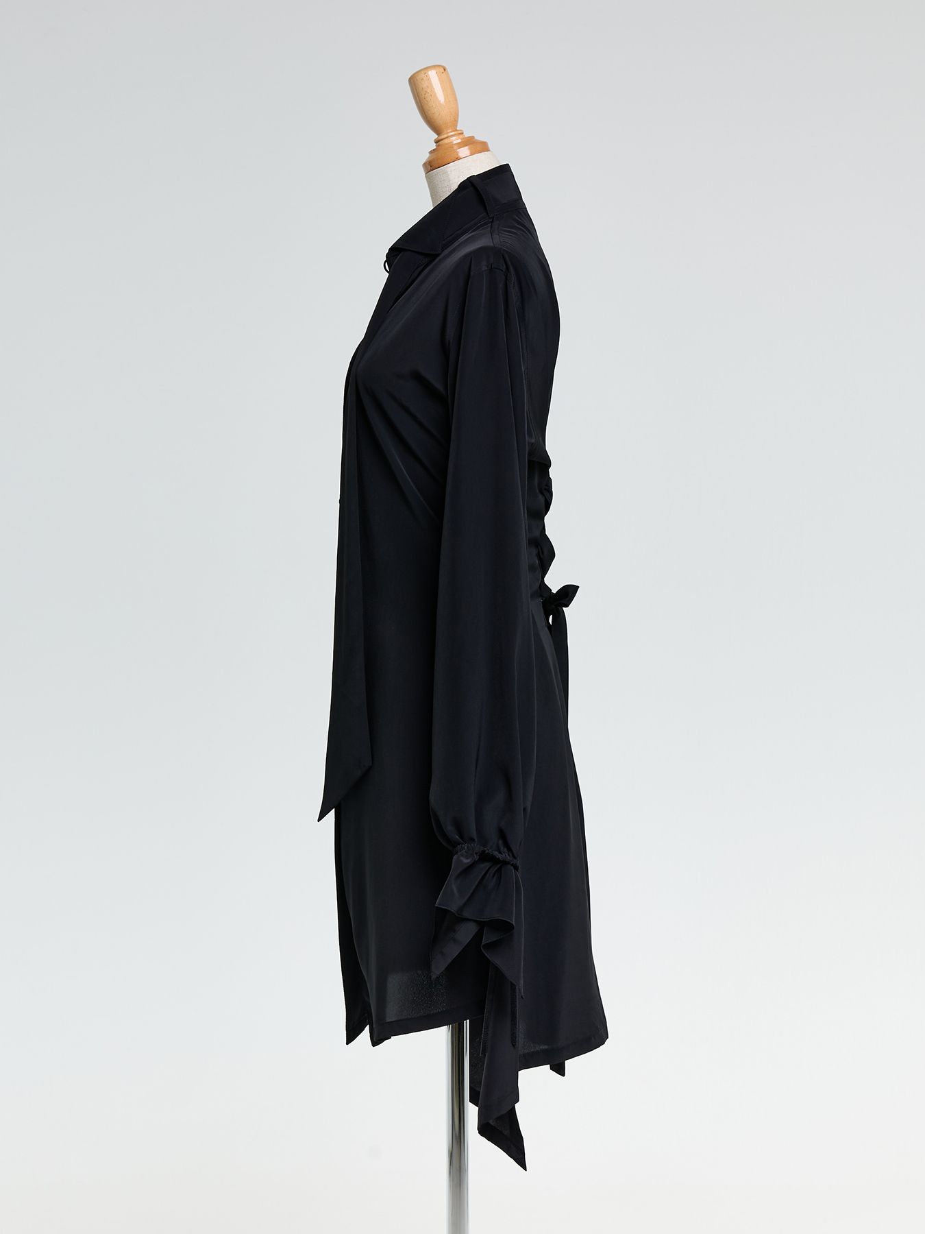 【予約品 10月26日(日) 締切】Wing Collar Flare Ribbon Shirt / ウイングカラー フレアリボンシャツ / ブラック