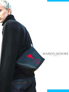 Tiphanie Shoulder バック ブラック×レッド メゾンオノレ パリMAISON HONORE PARIS