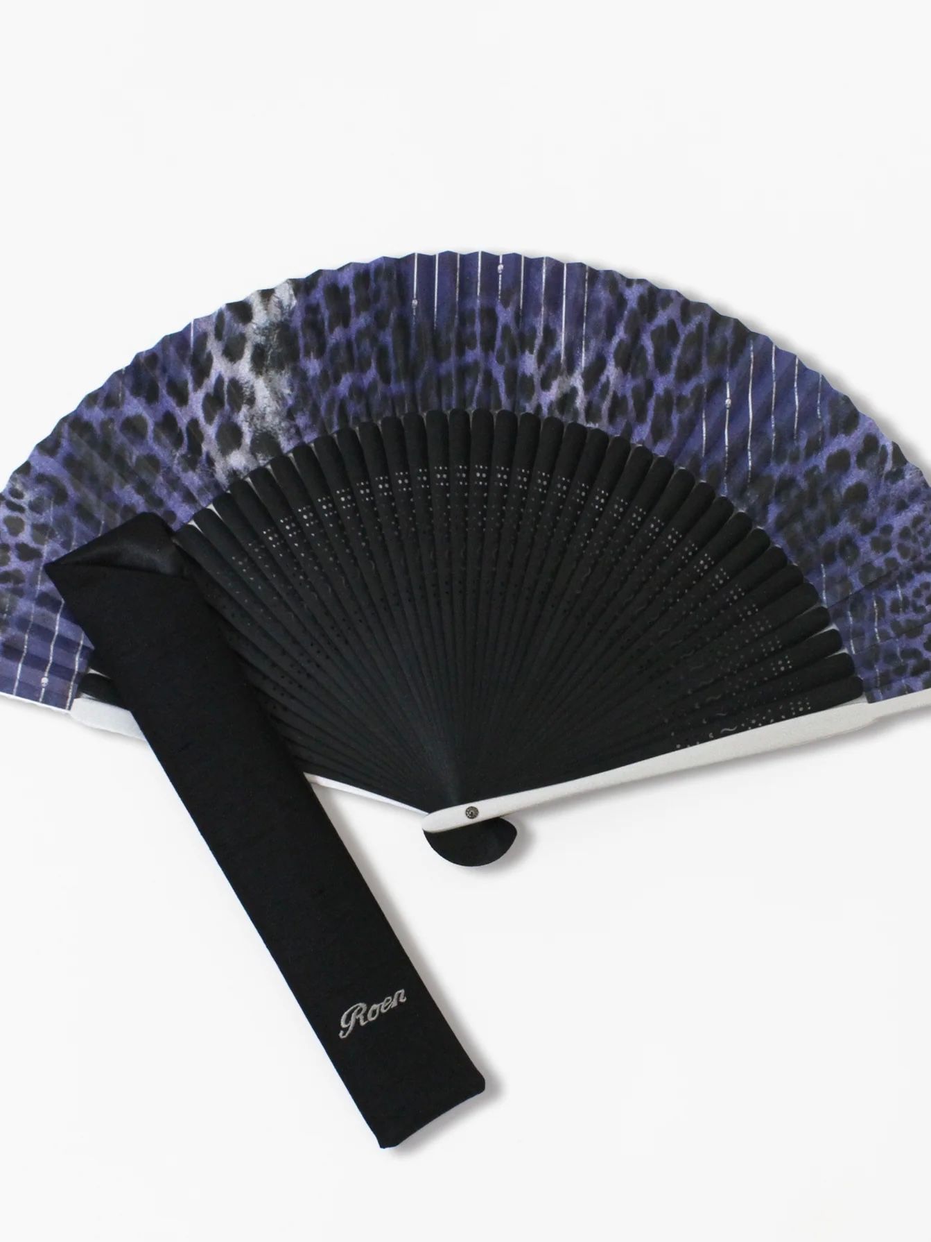 ROEN FAN 和紙ブルーレオパードセット -10BLACK- 扇子 Roen×京都 白竹堂