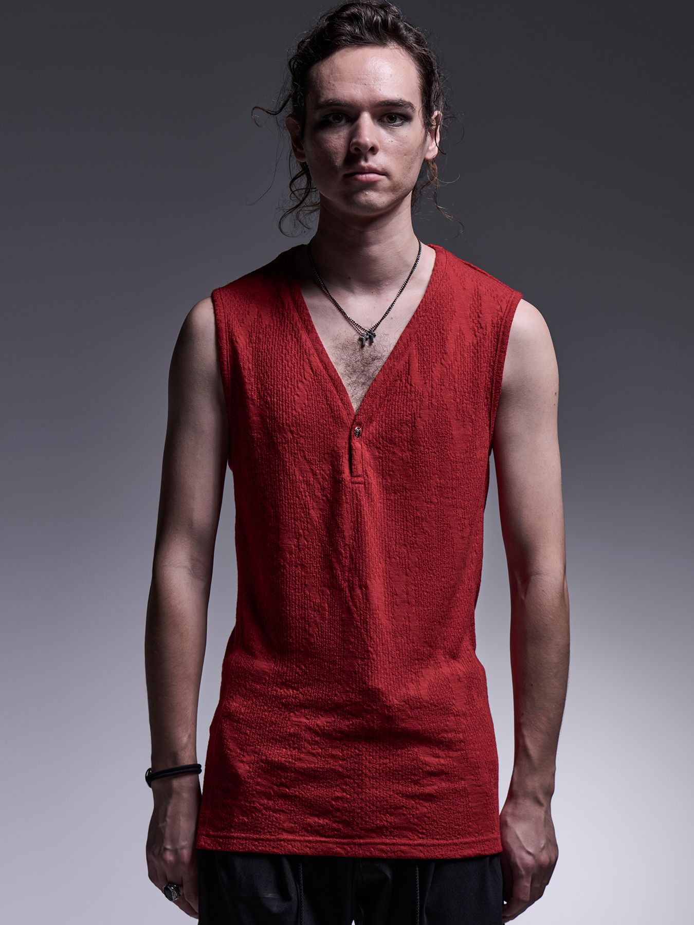 【予約品 7月13日(日) 締切】Henley Tank Top / ヘンリーネック タンクトップ / レッド