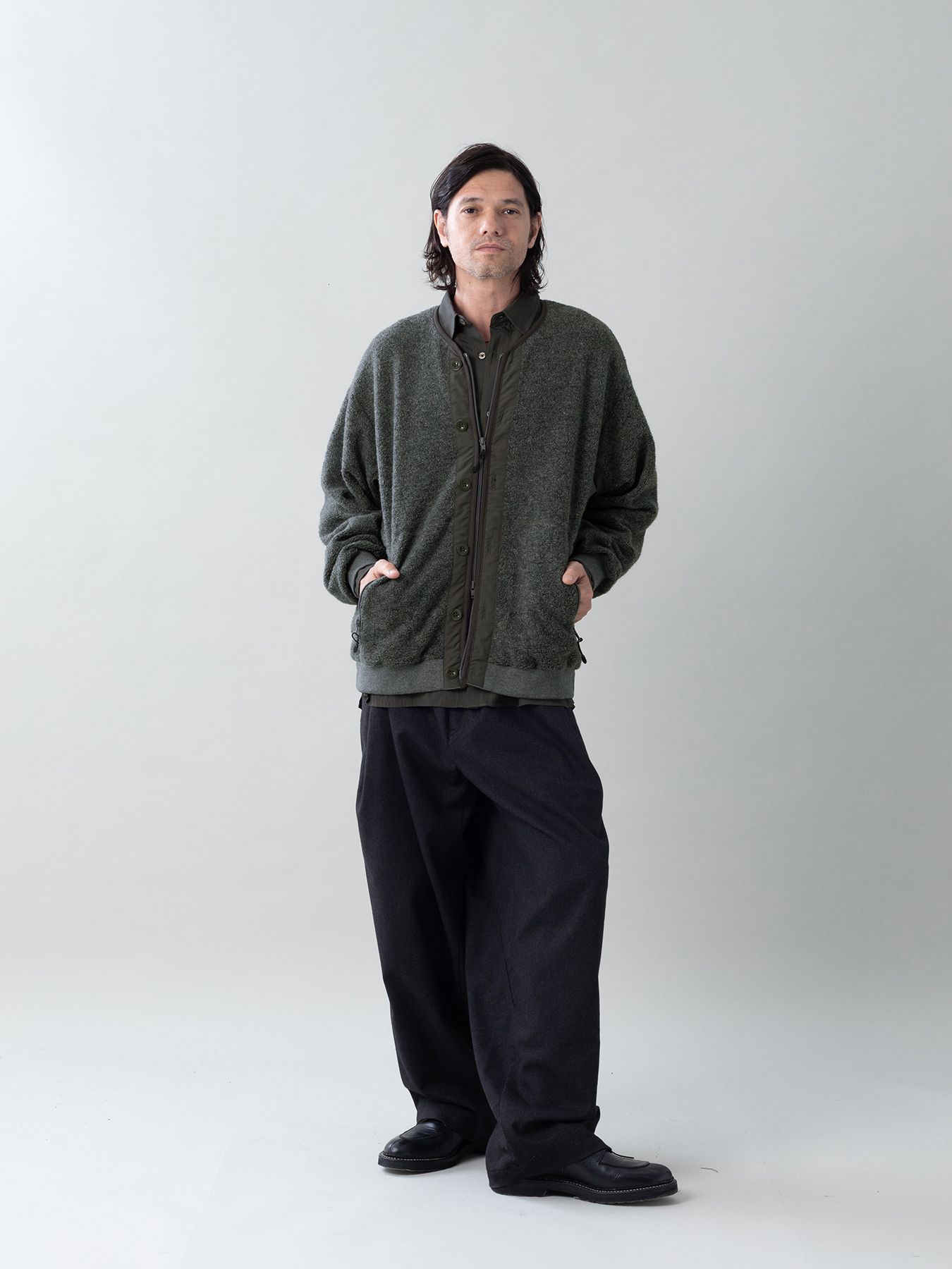 【予約品 5月27日(水) 締切】WOOLBOA-LINERJACKET / ウールボアブルゾン / 杢チャコール