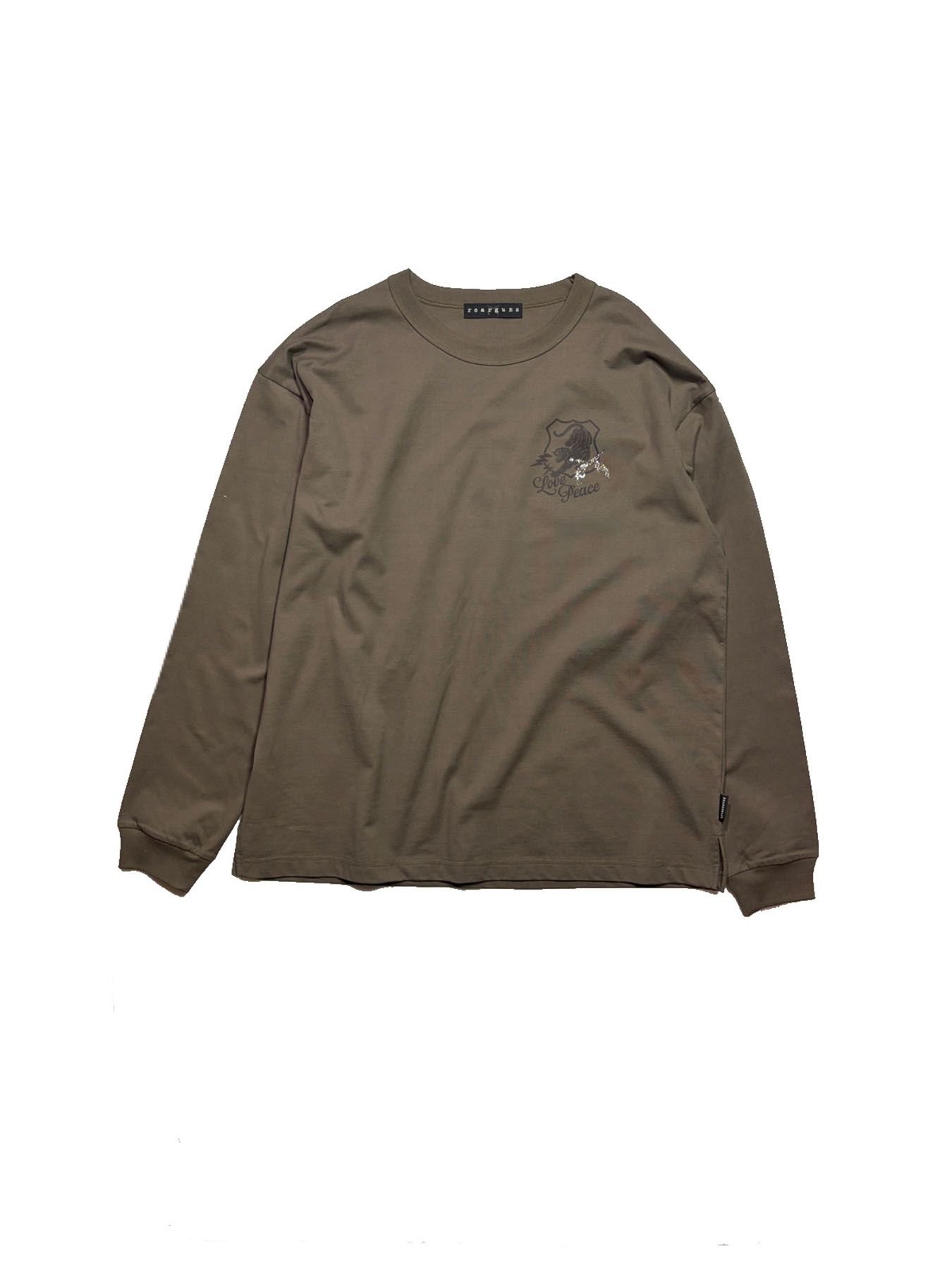 【予約品 3月9日(月) 18:00 締切】ORG/CO L/TEE PANTHER / パンサーエンブレム クリスタルクロスガン オーガニックコットン ロンT / カーキ