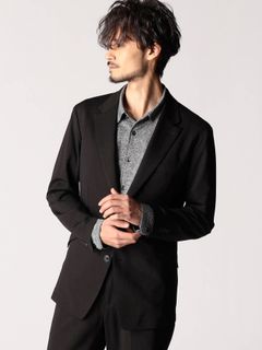 スムースジャージ2Bジャケット / ブラック 【NICOLE CLUB FOR MEN】