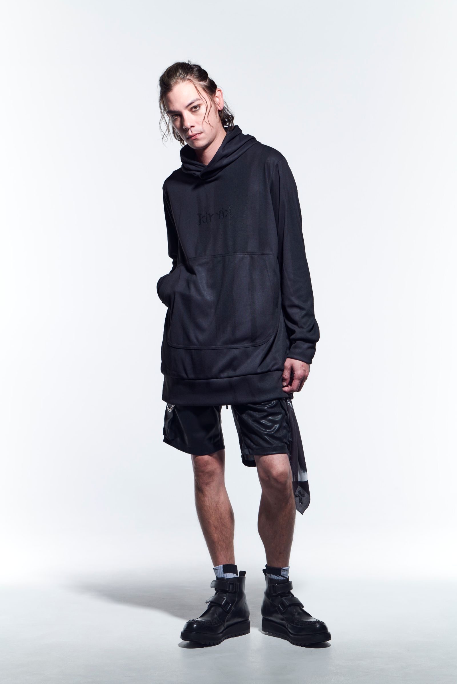 《予約品》 Hoodie パーカー FadeColorFrise+TetKnit / Black 【kiryuyrik】 2月入荷予定