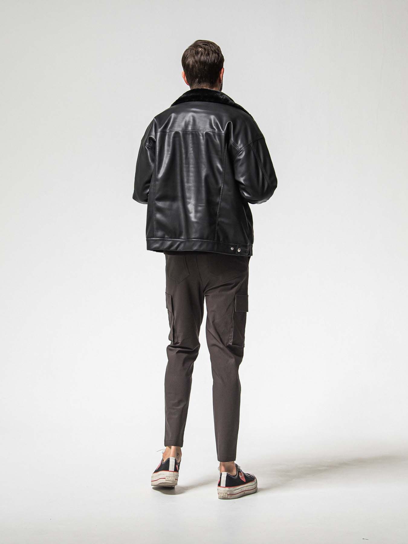 【予約品 8月31日(日) 締切】LEATHER FUR OVER G / レザーファーオーバーGジャケット / ブラック