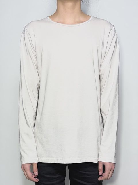 30/- ナチュラルソフト天竺 クルーネック ロングスリーブ T シャツ / Crew Neck T-shirt  / アッシュホワイト 【STRUM】