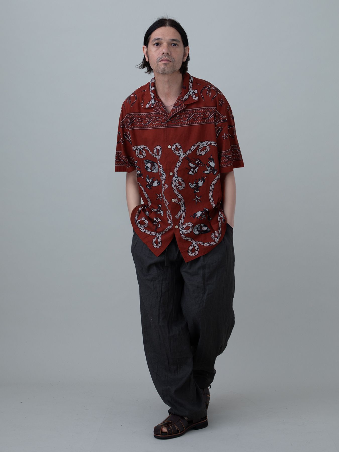 【予約品 11月23日(日) 締切】WESTERNBANDANA SHIRTS short / バンダナプリント シャツ / RED