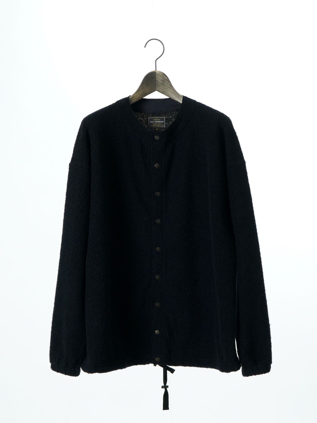 【予約品 】WOOLSNAP / ウールパイル カーディガン / ブラック