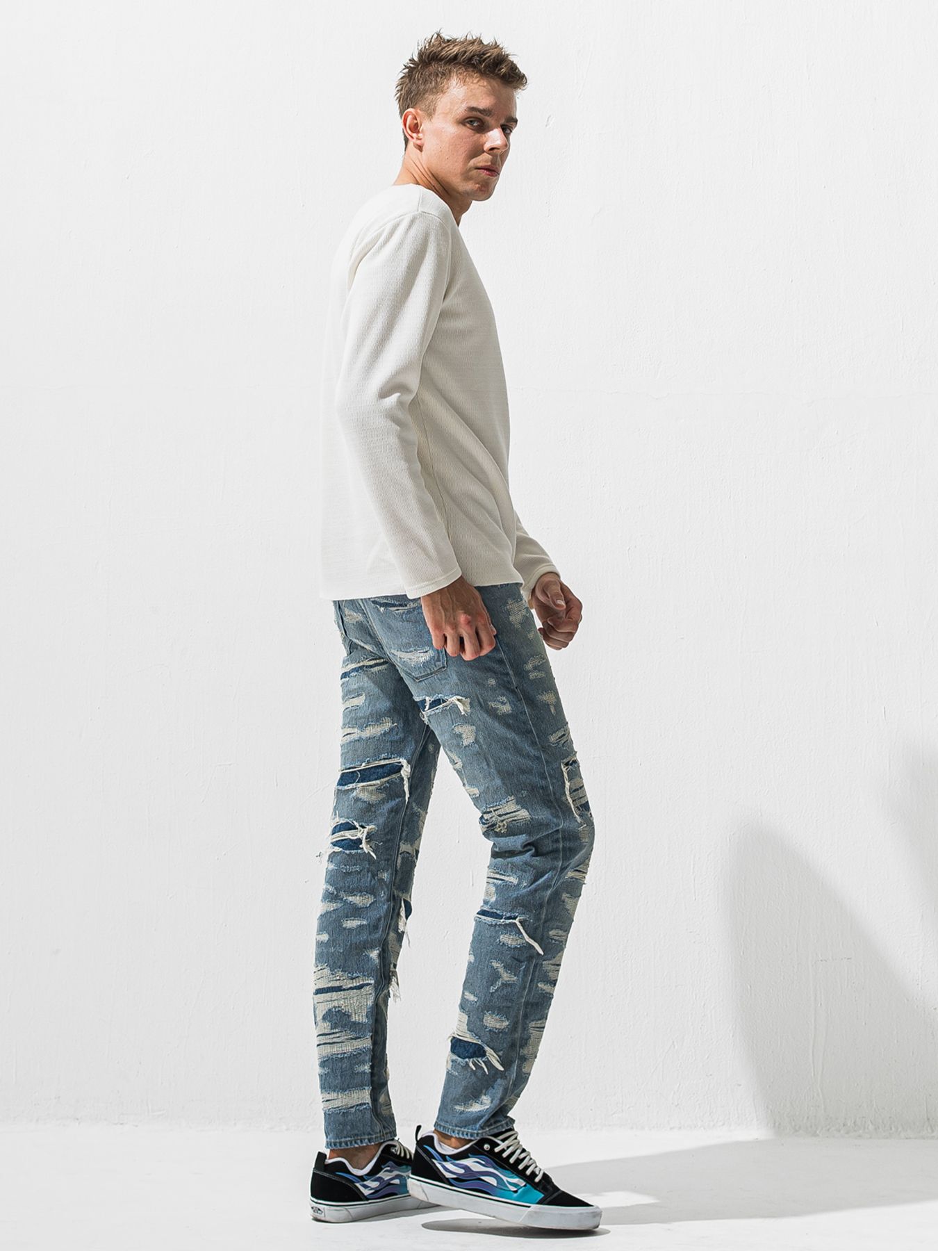 【予約品 9月6日(日) 締切】SCOTT JEANS / ライトオンスヴィンテージジーンズ / インディゴ スペシャルクラッシュ
